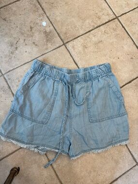 Thread & Supply Light Blue Chambray Drawstring Shorts